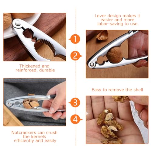 2 PCS Schiaccianoci+Castagno Clip, Pinze per Noci, Multifunzione Pinza Castagne, Schiaccianoci in Metallo, Pinza per Castagne, Nut Sheller Tool, Castagna Opener, per Castagne Utensili Cucina - immagine 4