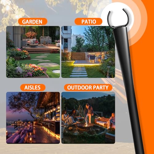 4 Pack 10Ft String Light Poles, Metal Poles with Fork for Outside Lights,Outdoor Metal Light Stand with Fence Brackets H - Additional View