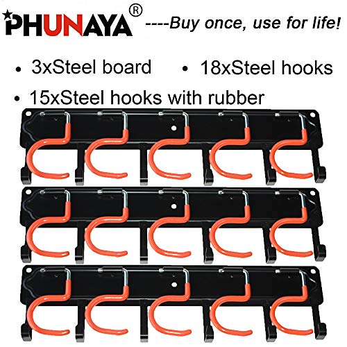 All Metal Garden Tool Organizer,Garage Organizer,Adjustable Storage System,Garage Wall Organizer for Rake,Broom and Yard Tools (Black 51'') - Thumbnail 2