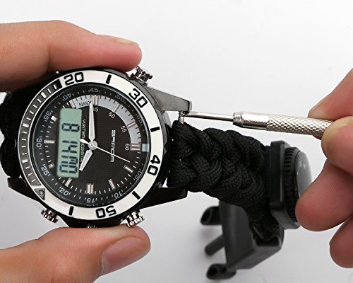 Digital Survival Sport Watch - Waterproof Emergency Military Dual Dial Watch Adjustable 5 Time Patterns Multifunctional 3 Interchangable Wristband Bracelet Watch with Survival Gear - Thumbnail 7