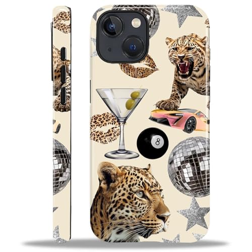 NONMY Magnetic for iPhone 14 Plus Case [Compatible with Magsafe] 2 in 1 Dual Layer Hard Shell Silicone Shockproof Cover,X Leopard Print Star Lips