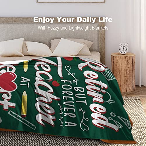 Retirement Throw Blanket - Soft, Fuzzy & Warm - 60x80 Inches Flannel Blankets for Women Men - Dark Green Modern Throws Farewell Gift for Teacher Coworker