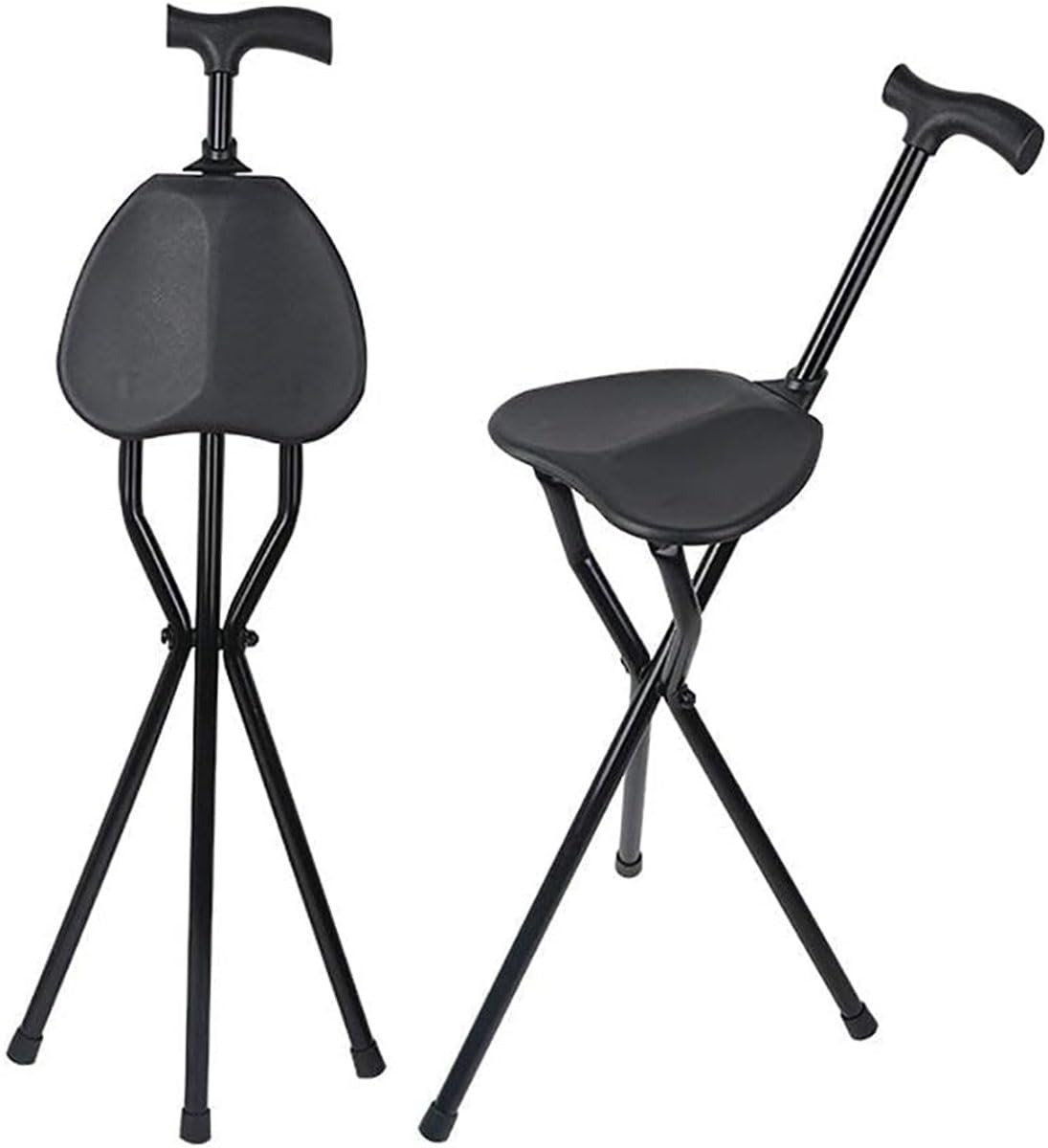 Bastón para Trípode con Asiento Silla Bastón Plegable Silla Asiento Muleta Bastón Ortopédico Conteras Antideslizantes Ayuda para Caminar Adecuado para La Pesca El Senderismo