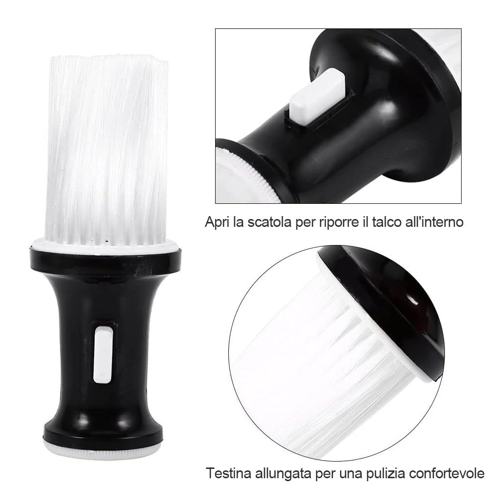 LATRAT Spazzola professionale multiuso per parrucchiere Clean Neck Duster Soft, Barber Haircut Tools con design Bottom Cap per aggiungere talco, taglia piccola