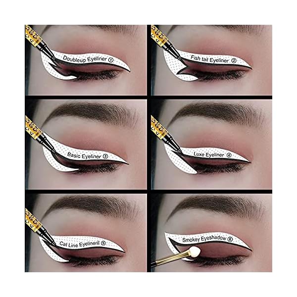 Professional Eyeliner Eyebrow Stencil Eyeshadow Stamp Pads Stencils Patches Stickers Cat Winged Eyeliner Tape for Eye…