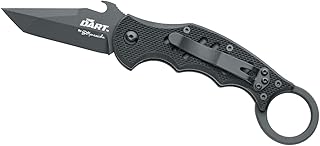 Fox 597 Dart Folding with Emerson Wave, Single Edged Self-Defense Tool & Utility Knife, Reversible Clip, Concealable, Secure Grip, G10 Black - Karambit