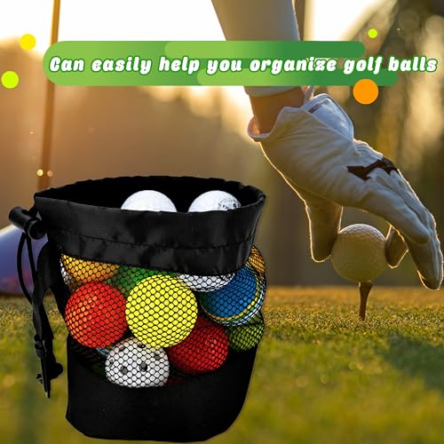 6 Pcs Golf Ball Storage Bag Nylon Mesh Golf Pouch Bags Organizer Drawstring Bags for Balls Outdoor Carrying