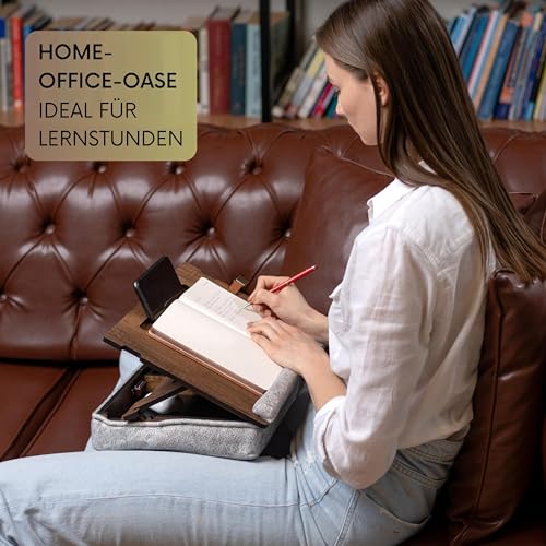 Vigo Wood Laptopkissen - Laptray mit Kissen, Laptop Tisch für Sofa, Lap Desk , Verstellbarer Ständer für Bett, , Tray (Walnuss) – Ansicht 6