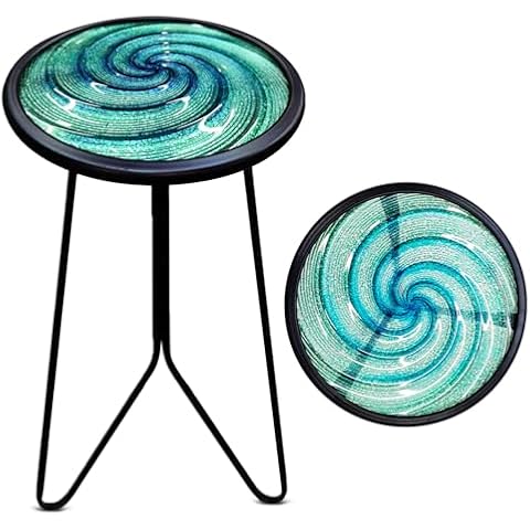 LIFFY Patio Side Table, Small Round End Table, Metal Side Table Outdoor, Small Porch Table for Indoor Balcony Furniture Decor (Green 12 inch) Cover