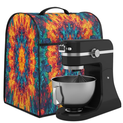 Coffee Maker Cover Mandala Ethnic Colorful Kitchen Appliance Covers Small Appliance Covers Blender Cover Juicer Cover Dust Covers for Kitchen Appliances with Top Handle and Pockets,Washable,B295