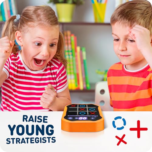 image for PlayRoute Electronic Tic-Tac-Toe Handheld Game | 3-in-1 Memory & Brain