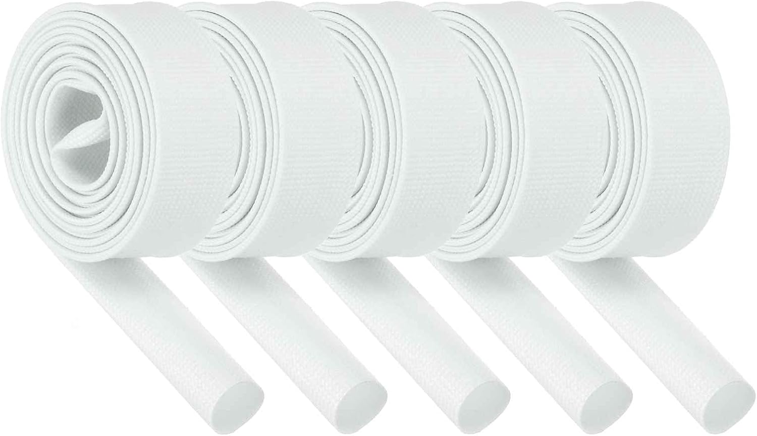 MECCANIXITY 5Pcs Wire Insulation Braid Fire Sleeve,6.6Ft-20mm ID White, High Temp Silicone Coated Fiberglass Sleeving for Automotive Hose Lines Electrical Wiring