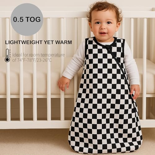 Image of Rayon Made from Bamboo Baby Sleep Sack 0.5 Tog Infant Toddler Sleeping Sack 2-Way Zipper Baby Wearable Blanket