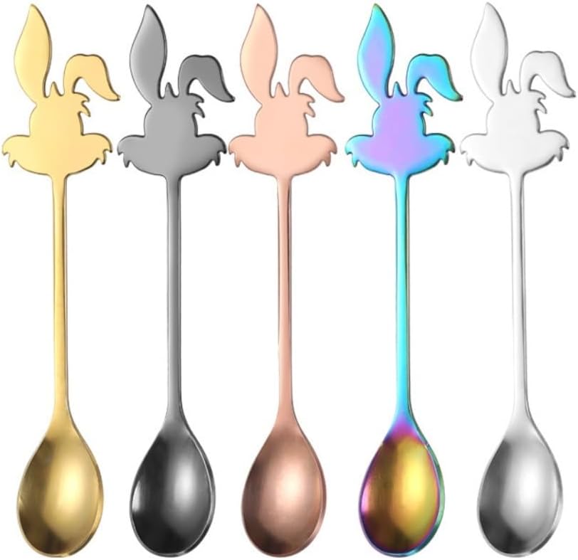 Spoons, Spoons 5-Pack Stainless Steel Spoon Thickened Honey Coffee Spoon Cute Dessert Spoon Cartoon Stirring Spoon, 14cm*2cm