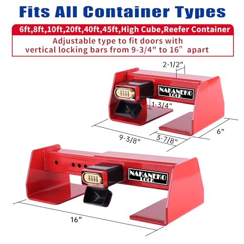 NAKANEKO Container Locks, Heavy Duty Cargo Lock, Container Door Locks, Semi Trailer Door Lock, Locking Devices, Anti-Theft, Rust-Proof, Cargo Security, Bolt Cutter Resistant, Code, Combination Lock
