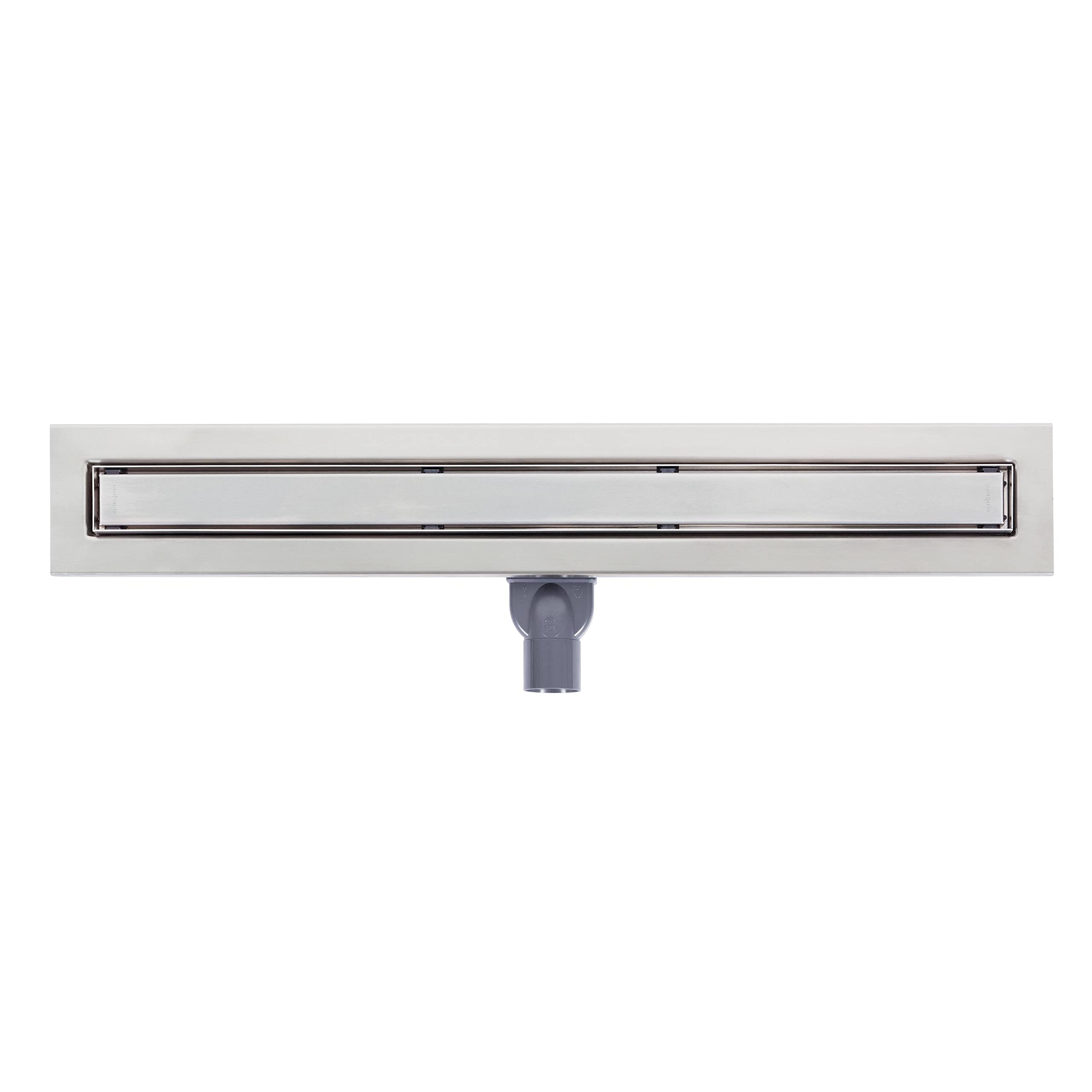 Wirquin 30723948 Caniveau de Douche Venisio Slim+ Chromé 70 cm | Grille inox brossé, extraplat, débit 35 L/min, membrane, installation facile, anti-odeurs, entretien facile