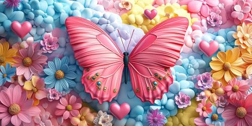 Broderie Diamant Anti-Stress : Kit Créatif Papillons de rêve 70 x 140cm
