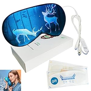 LIBRNTY Augenmaske Schlafmaske Seide,Beheizte Augenmasken, Verstellbarem Temperaturregelung,zu entlasten trockene Augen, dunkle Zyklen,geschwollene Augen,mit Ohrstöpseln und Tragbare Tasche (Blau)