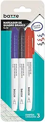 Marcador Quadro Branco Bazze Slim Color Cartela 3 Unidades