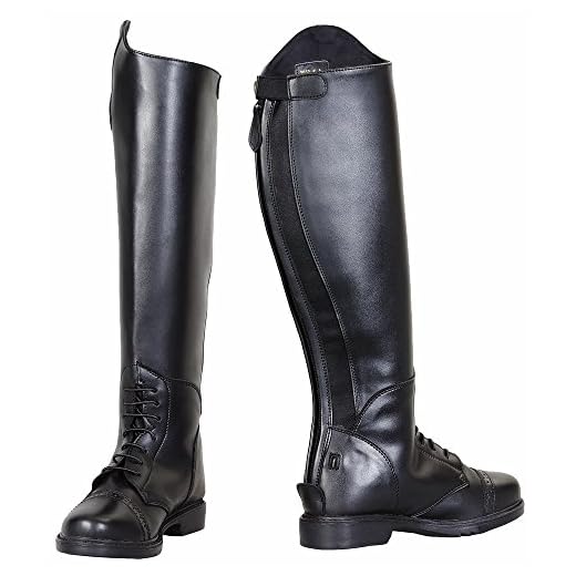 TuffRider Children's Starter Back Zip Field Boots in Synthetic Leather, Black, 4 Regular Wide