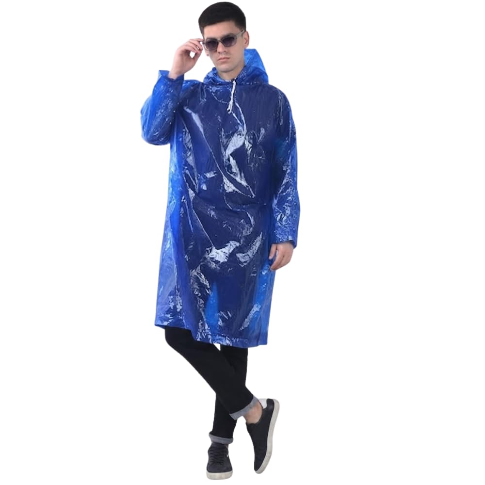 (𝐒𝐩𝐞𝐜𝐢𝐚𝐥 𝟏𝟓 𝐘𝐞𝐚𝐫𝐬 𝐖𝐚𝐫𝐫𝐚𝐧𝐭𝐲 Waterproof Rain Poncho for Men & Women, Lightweight PVC Hooded Raincoat with Adjustable Hood, Full Sleeve Foldable Rainwear for Biking-image-42