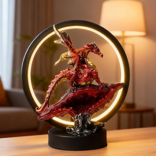 Hmusnwol Dragon-Figurine Lamp Decor-Light Stuff Gifts - Light Up LED