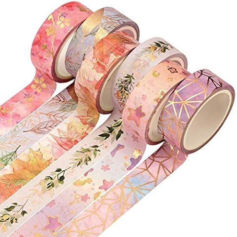 Set de 6 Rollos de Cinta Adhesiva Decorativa Floral de Lámina Dorada Tao Pipe Cover