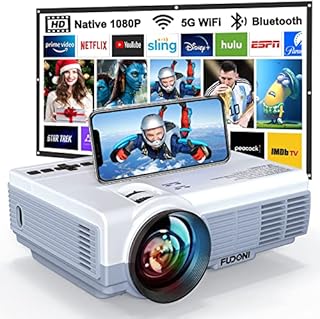 Projector with WiFi and Bluetooth, Projector, 5G WiFi Native 1080P 9500L 4K Supported, FUDONI Portable Outdoor Projector with Screen, Home Theater Projector for HDMI/USB/PC/TV Box/iOS & Android Phone