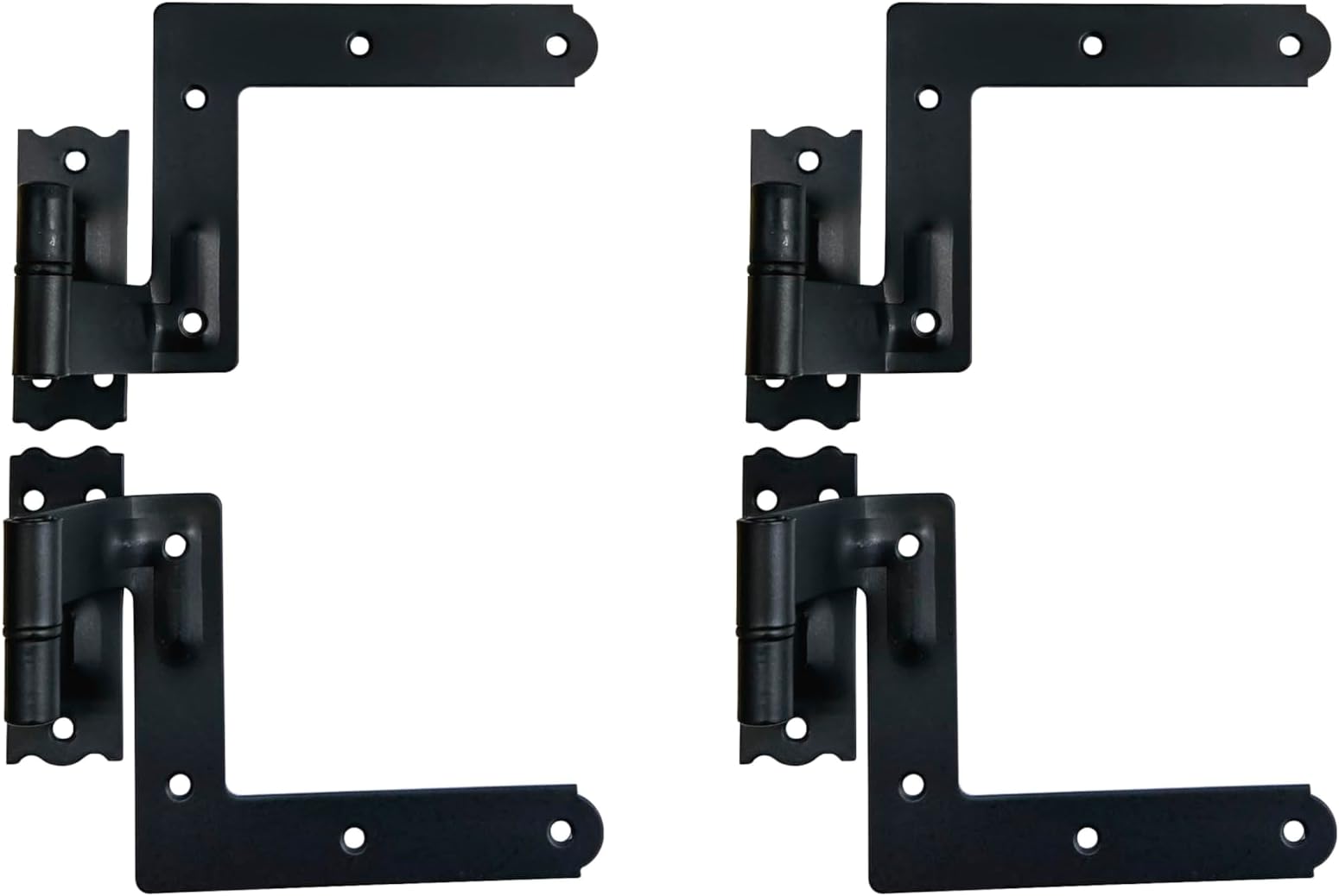 QCAA Blind Shutter Hinge for Wood Frame & Brick, Steel, 2-1/8" Offset, Powder Coated Matte Black, 4 Pack (2 Pair), Made in Taiwan