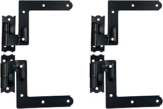 QCAA Blind Shutter Hinge for Wood Frame & Brick, Steel, 2-1/8" Offset, Powder Coated Matte Black, 4 Pack (2 Pair), Made in Taiwan