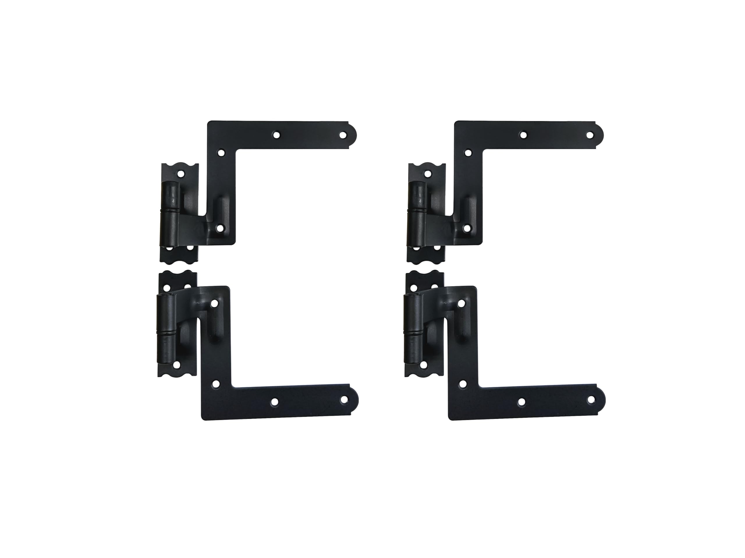 QCAA Blind Shutter Hinge for Wood Frame & Brick, Steel, 2-1/8" Offset, Powder Coated Matte Black, 4 Pack (2 Pair), Made in Taiwan