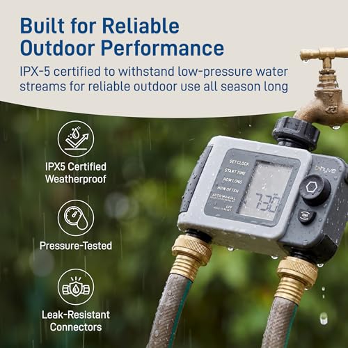 Image of Orbit B-hyve XD 2-Port Smart Hose Watering Timer - Features Dual Outlet Irrigation Control - App Controlled Watering Timer with Bluetooth - Weatherproof Battery Powered - 24632 | Dual Outlet Irrigation Control, App Controlled Watering Timer with Bluetooth, Weatherproof Battery Powered Design