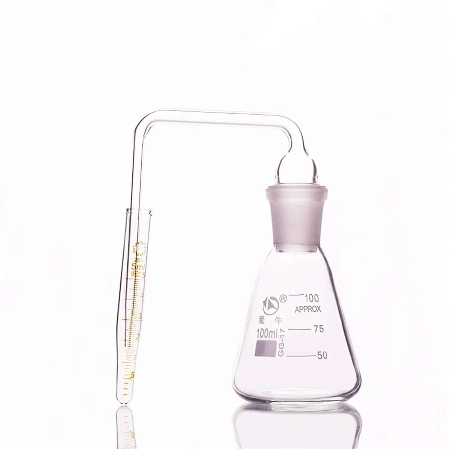 Lab Flask Complete Set Arsenic Hydrogen Generator 100ml,with Conical Flask 100ml,Bent Pipe,Glass tip centrifuge Tube 5ml