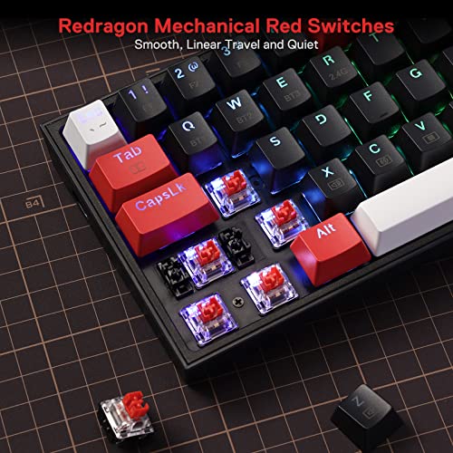 Image of Redragon K631 PRO 65% 3-Mode Wireless RGB Gaming Keyboard, 68 Keys Hot-Swappable Compact Mechanical Keyboard w /Hot-Swap Free-Mod PCB Socket & Dedicated Arrow Keys, Quiet Red Linear Switch