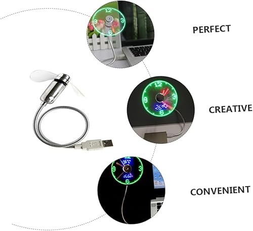 Miniatura 9 de Ventilador luminoso USB con brillo USB, acondicionador personal, reloj silencioso, mini ventilador recargable, ventilador de escritorio pequeño,