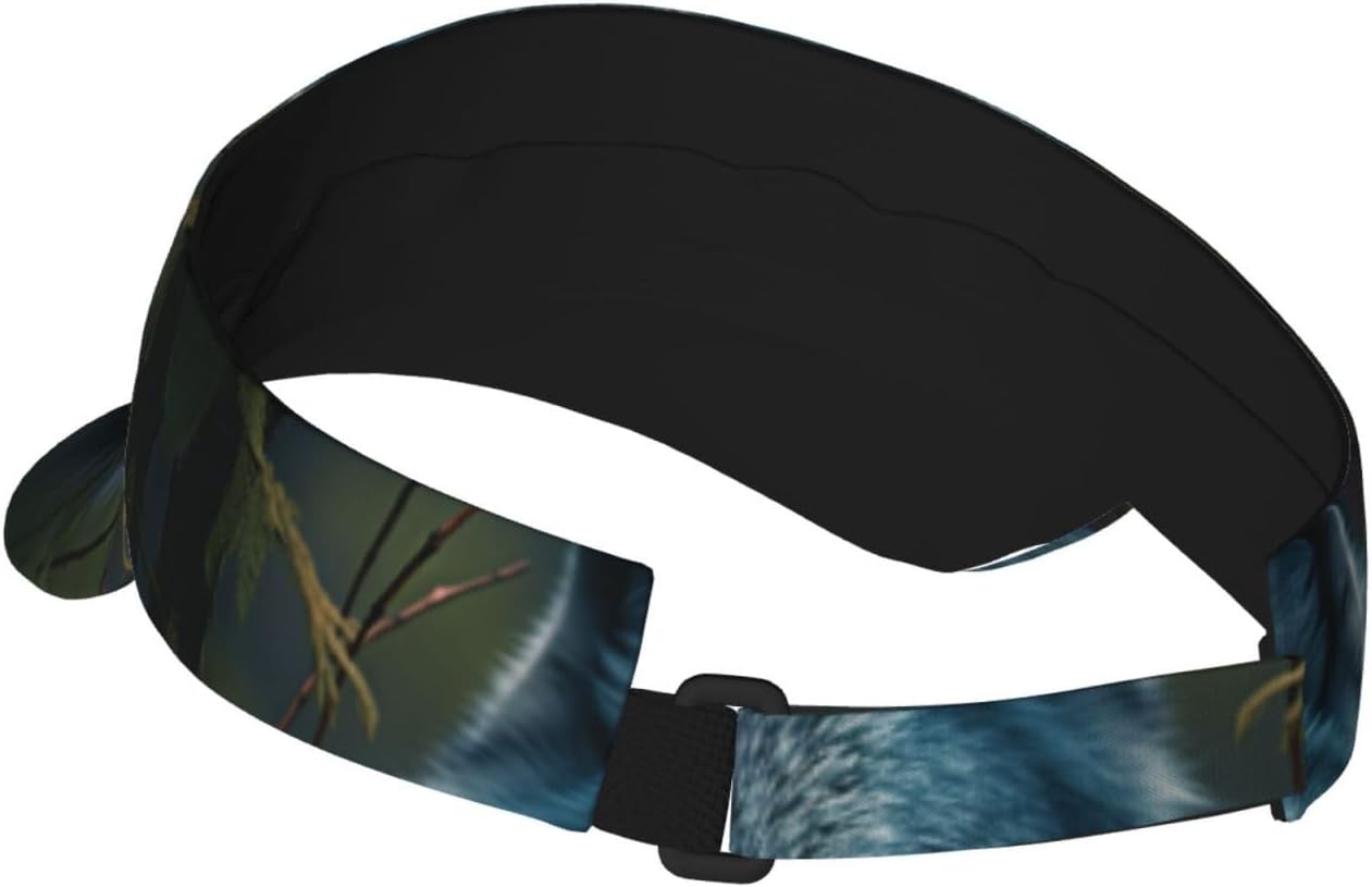 Blue Eyes Wolf3 Print Sports Sun Visor Hats Adjustable Running Golf Tennis Sun Cap for Women Men