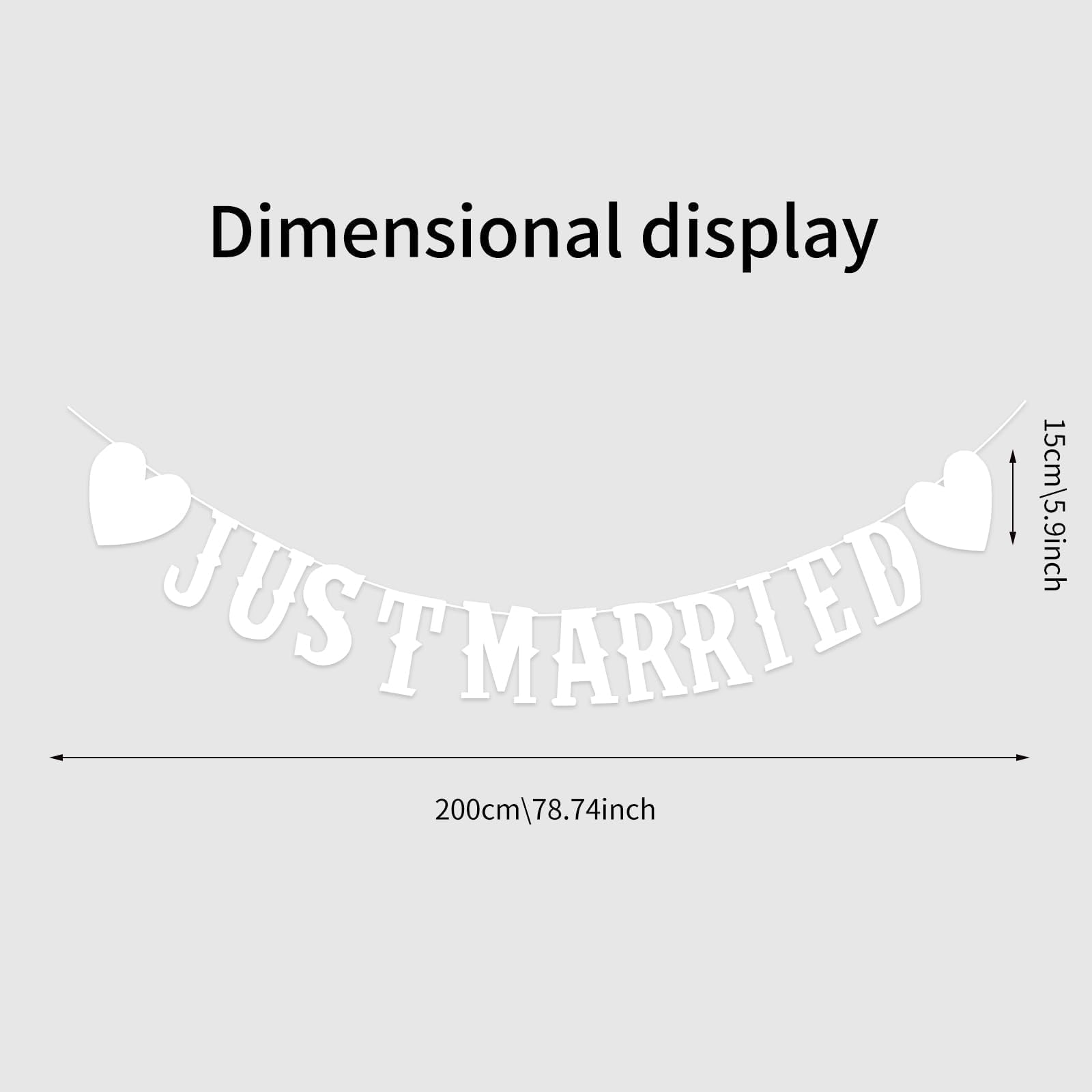 Ulikey - Bannière Just Married Guirlande Lumineuse LED - Décoration Mariage Vintage Toile De Jute - 3M Avec Confettis