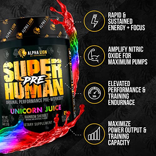 ALPHA LION Superhuman Pre Workout Powder, Beta Alanine, LTaurine & Tri