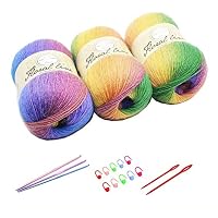 5 gomitoli di lana Batik da 100 g, 500 g, con gradiente, multicolore (5040 arcobaleno