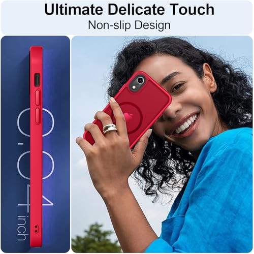Image of MOCCA Strong Magnetic for iPhone XR Phone Case, [Compatible with Magsafe][Mil-Grade Drop Protection] Slim Thin Translucent Matte Protective Cover Case for iPhone XR Case 6.1'', Red