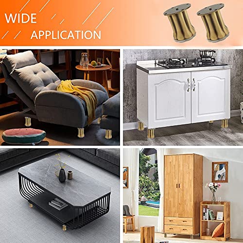 Image of VOLO Furniture Legs 3 inch, Furniture Feet, Heavy Duty Sofa Legs, Modern Style Furniture Legs, DIY Replacement Antique Brass Finish Metal Legs for Table Cabinet Cupboard Sofa Couch Chair, (Set of 4 pcs)