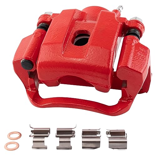 Image of TRQ Rear Brake Caliper Set Painted Red Brackets Compatible with 2008-2015 Toyota Sequoia 2007-2015 Tundra