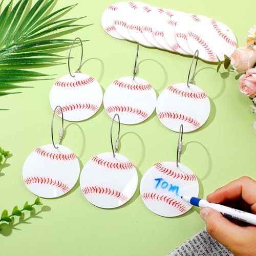 18 Pcs Baseball Luggage Tags for Suitcases Acrylic Baseball Travel Suitcase Labels with Metal Ring Luggage Name Funny Tags Gifts for Men Women Sport Travel4