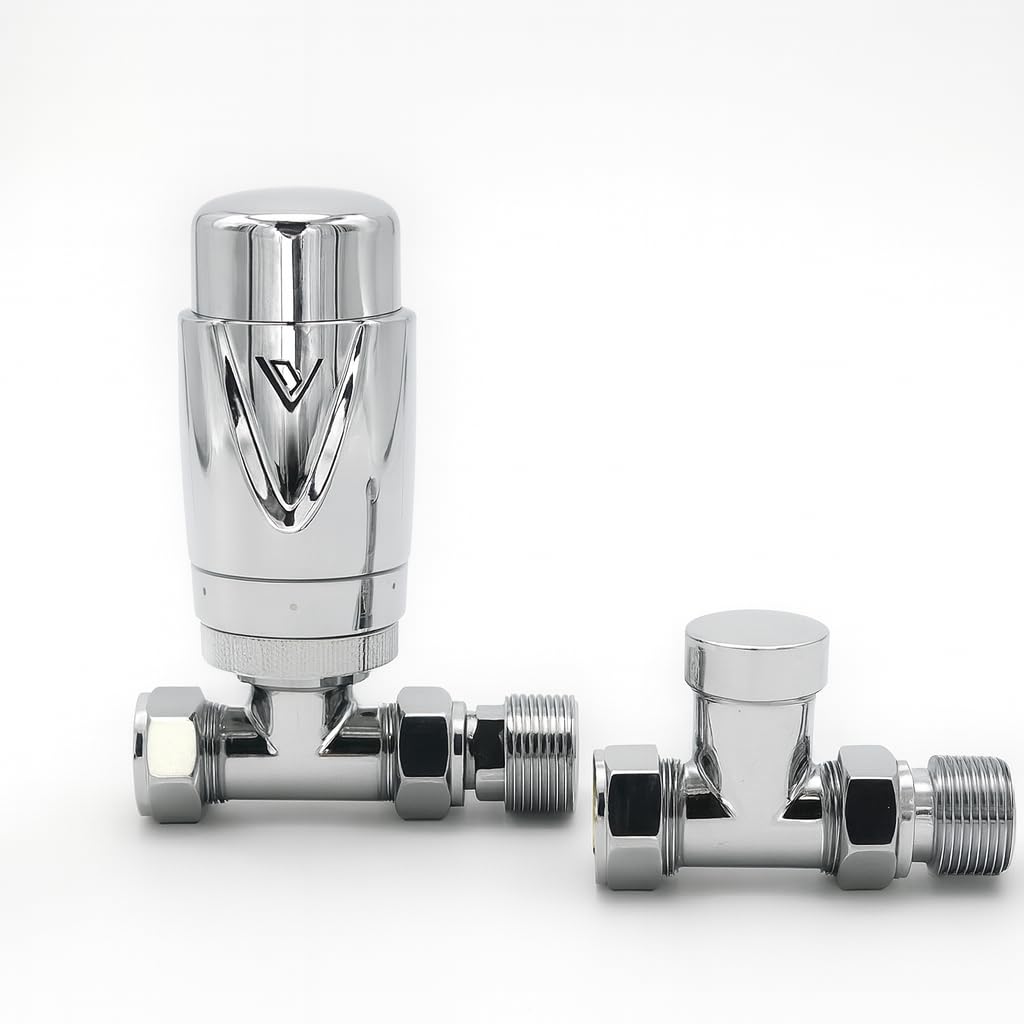 Set di valvole termostatiche termostatiche per termosifone, 15/10 mm, TRV, diritte, confezione da 2