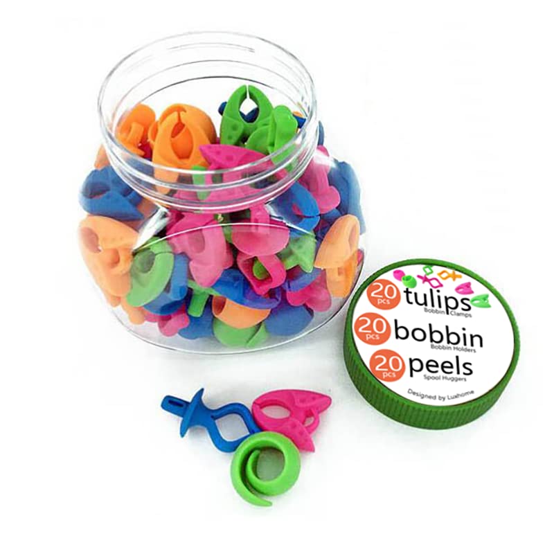 luxhomeSet of 20 Thread Spool Saver 20 Bobbin Holder 20 Bobbin Holder Clamps – Perfect for Embroidery, Quilting & Sewing Thread Bobbini