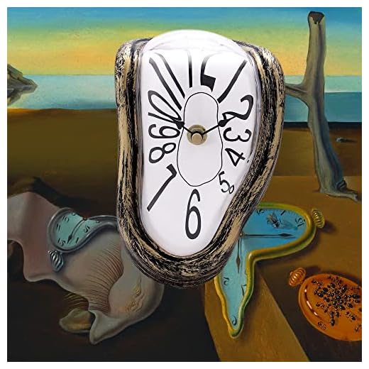 Lafocuse Reloj de Fusión Color Bronce Silencioso Creativo, Reloj Repisa Dalí Derretido Divertido Números Arábigos para Mesa de Escritorio 16x13x11 cm