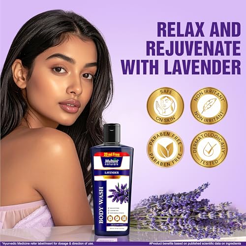 Image of Multani Naturals Lavender Body Wash | Ayurvedic & Herbal Cleanser with Lavender Oil | Relaxing Unisex Body Wash for Men & Women | Paraben & Sulphate Free | Suitable for All Skin Types (270ml)
