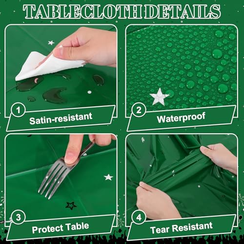 Image of NatNarr 3 Pack Plastic Graduation Tablecloth, Graduation Decorations 2026 Disposable Rectangle Green Black Table Cover, 2026 Gongrats Grad Table Cloths for Graduation Party Decorations, 54x108Inch