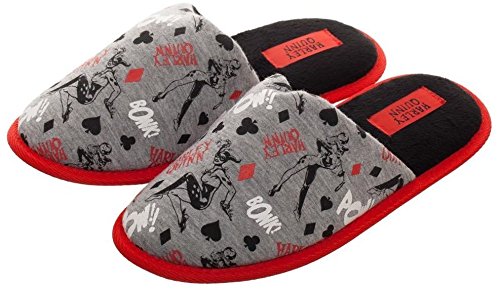 DC Comics Classic All-Over Print Women's Slide Slippers, Gray
