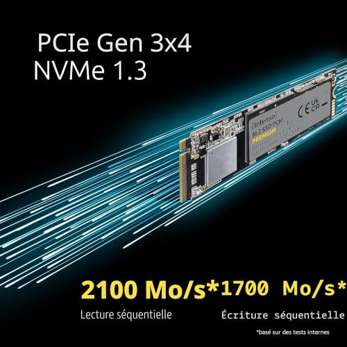 Intenso M.2 SSD PCIe Premium, jusqu'à 2100 Mbit/s, (PCI Express Gen.3x4 NVMe 1.3, Solid State Drive) - 3
